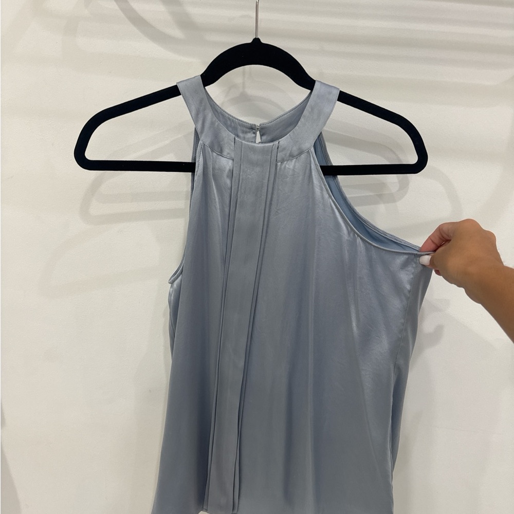 Ecru Light Blue Halter Blouse